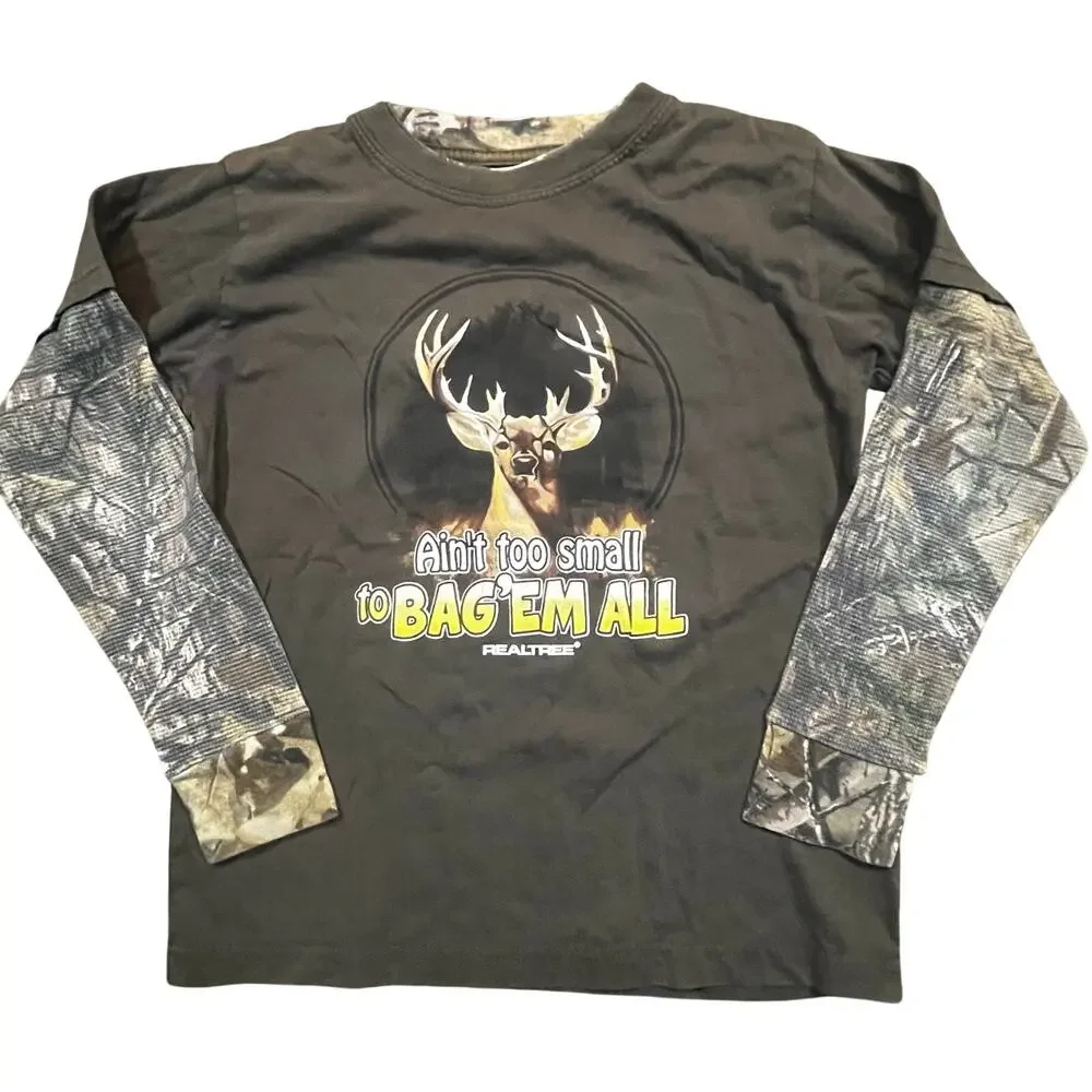 Ranger Realtree Boys Medium Graphic Tee Camo Thermal Sleeves Hunting Core